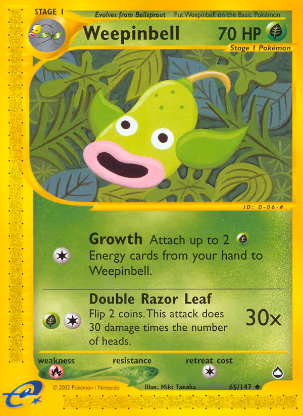 Weepinbell 65/147 Pokemon card