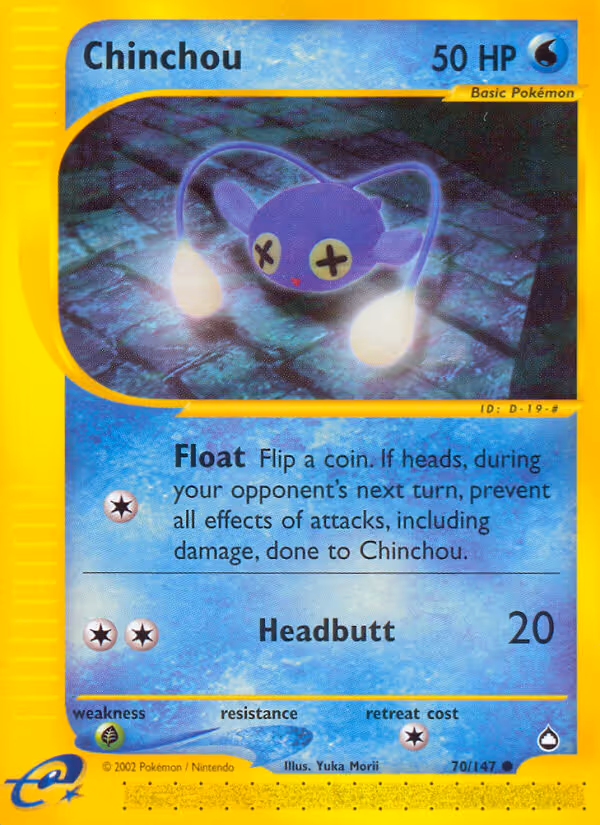 Chinchou 70/147 Pokemon card