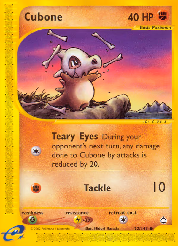 Cubone 72/147 Pokemon card
