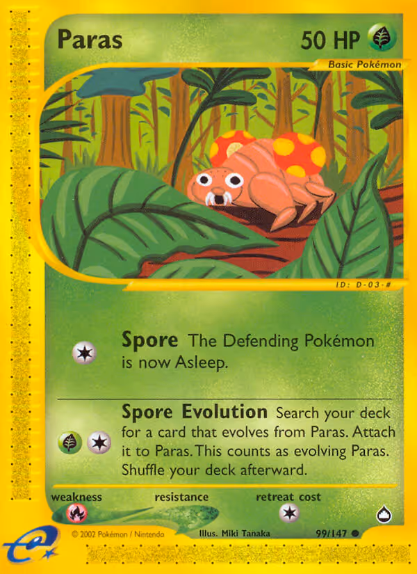 Paras 99/147 Pokemon card
