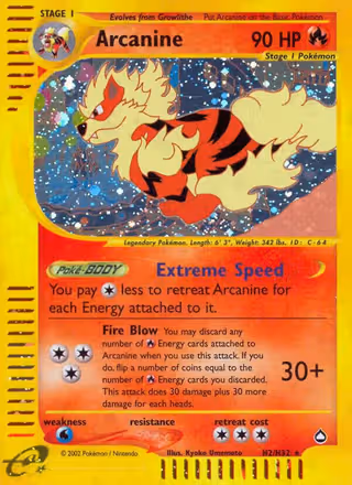 Arcanine H02 Pokemon card