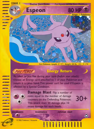 Espeon H09 Pokemon card