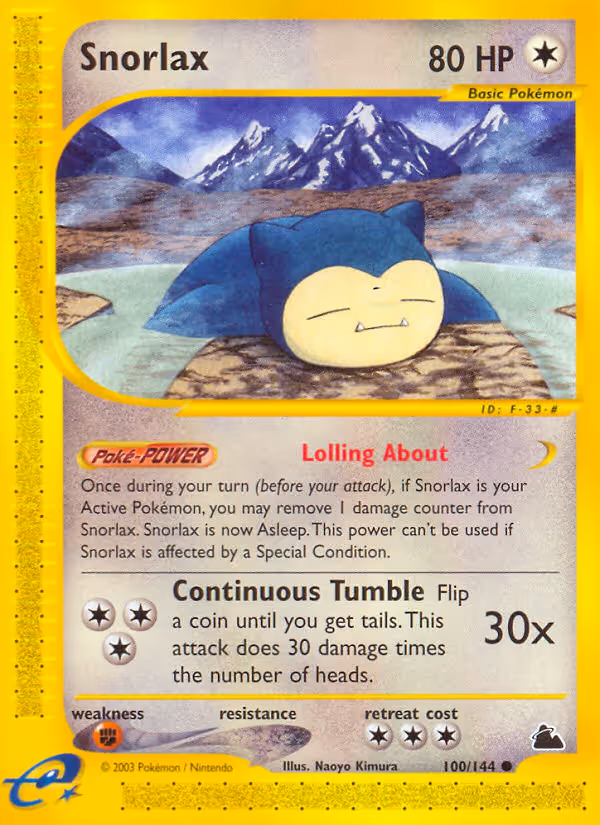 Snorlax 100/144 Pokemon card