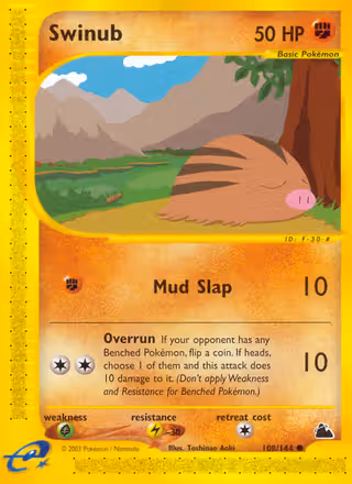Swinub 108/144 Pokemon card