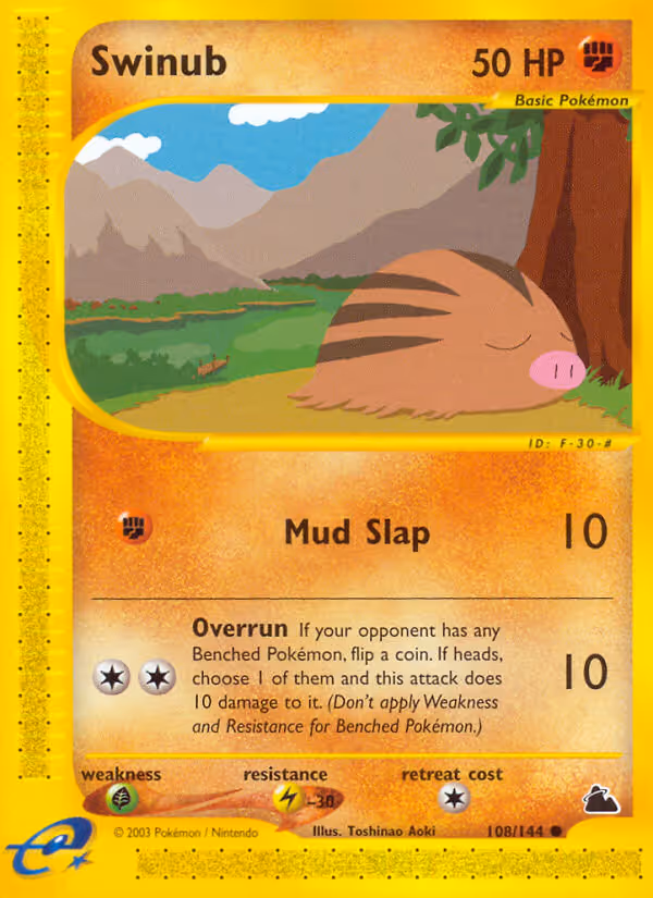 Swinub 108/144 Pokemon card