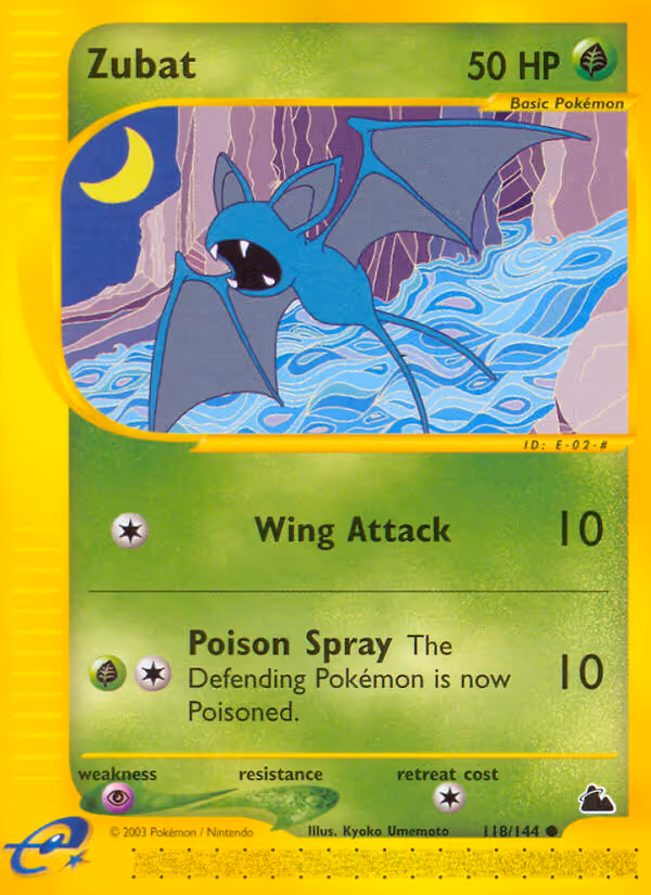 Zubat 118/144 Pokemon card