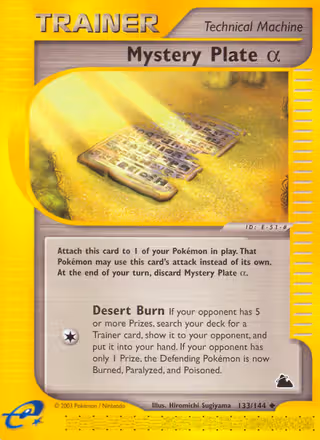 Mystery Plate α 133/144 Pokemon card