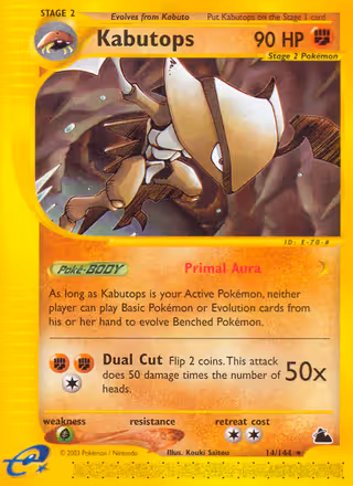 Kabutops 14/144 Pokemon card