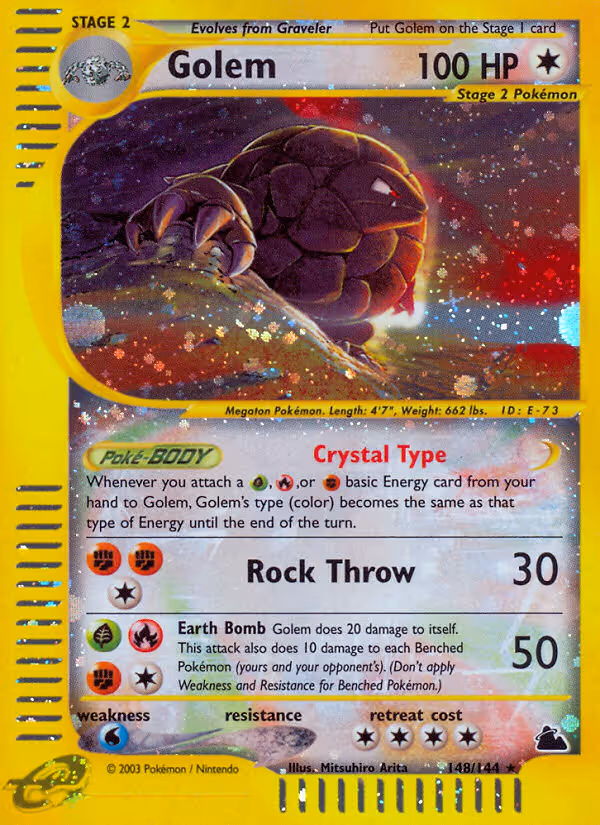 Golem 148/144 Pokemon card