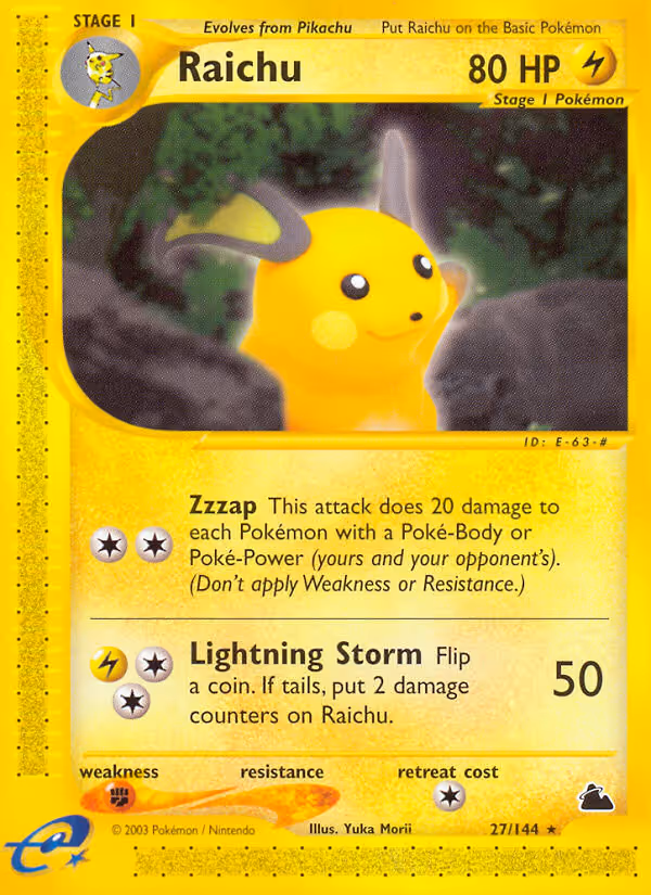 Raichu 27/144 Pokemon card