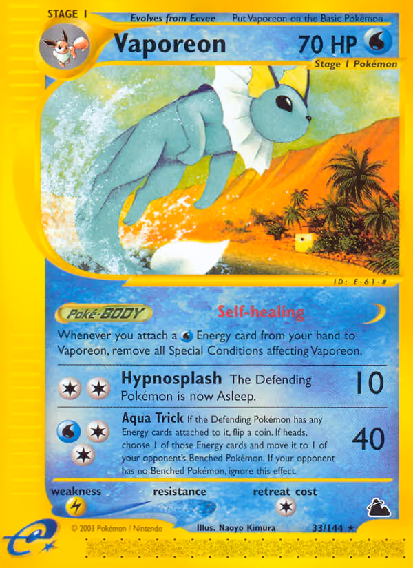 Vaporeon 33/144 Pokemon card