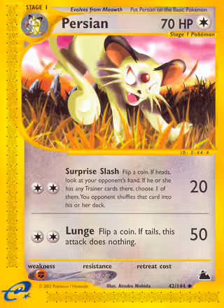 Persian 42/144 Pokemon card