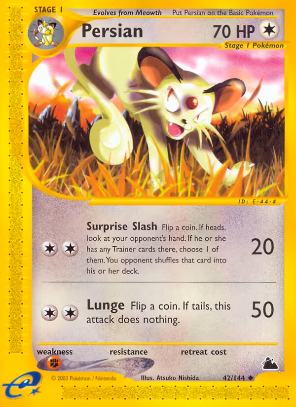 Persian 42/144 Pokemon card