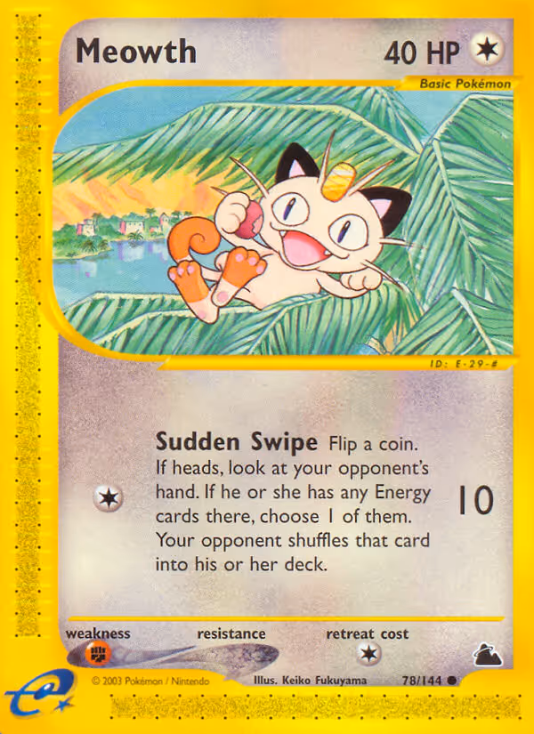 Meowth 78/144 Pokemon card