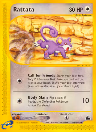 Rattata 90/144 Pokemon card