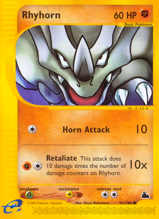 Rhyhorn 91/144 Pokemon card