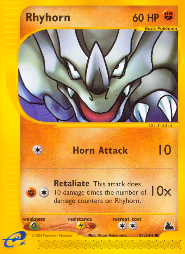Rhyhorn 91/144 Pokemon card