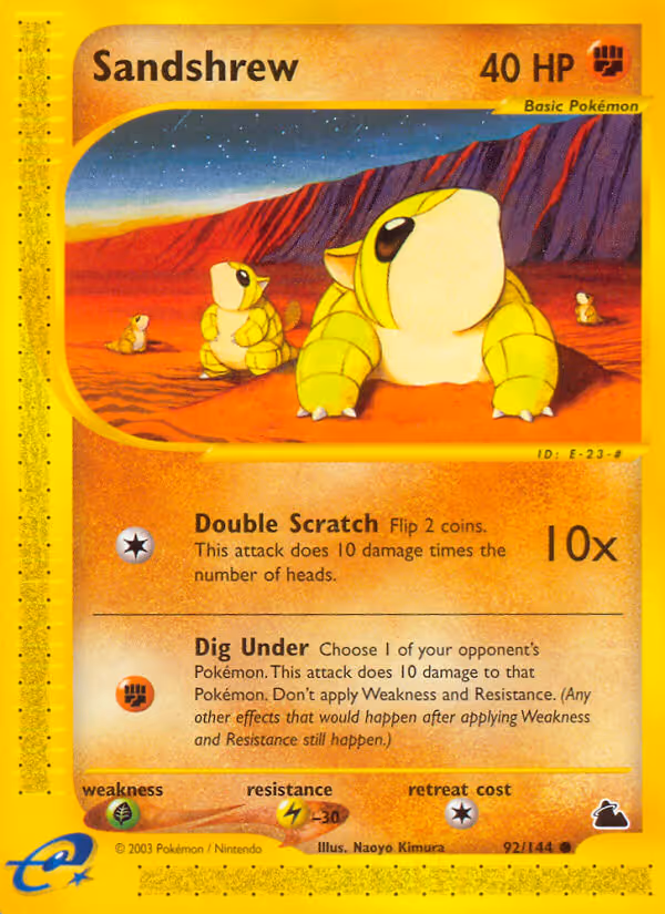 Sandshrew 92/144 Pokemon card