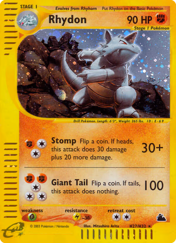 Rhydon H27 Pokemon card