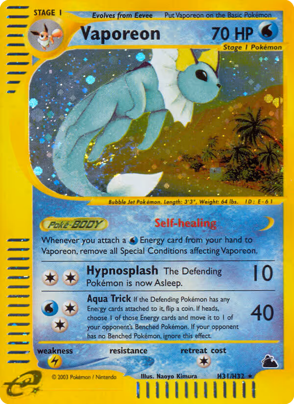 Vaporeon H31 Pokemon card