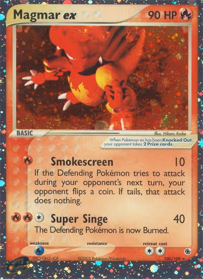 Magmar ex 100/109 Pokemon card