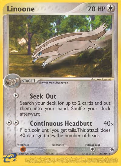 Linoone 38/109 Pokemon card