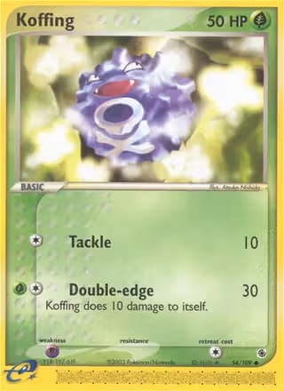 Koffing 54/109 Pokemon card