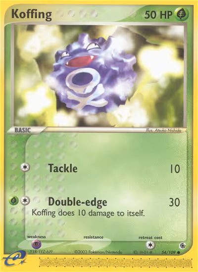 Koffing 54/109 Pokemon card