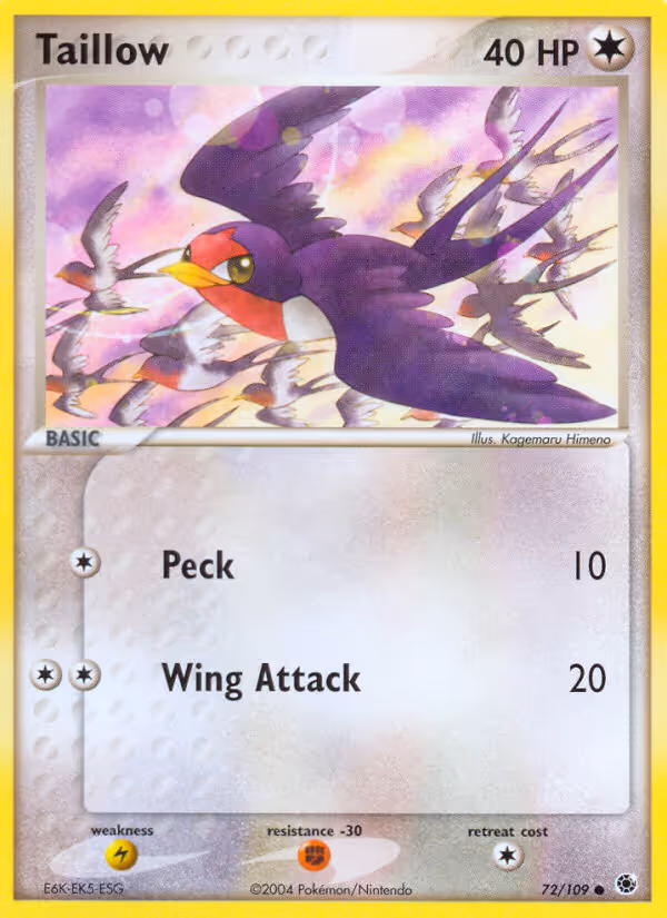Taillow 72/109 Pokemon card