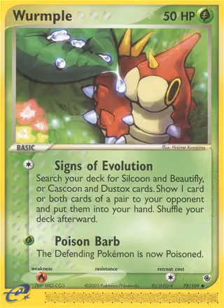 Wurmple 78/109 Pokemon card