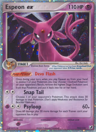 Espeon ex 102/115 Pokemon card