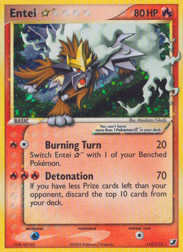 Entei Star 113/115 Pokemon card