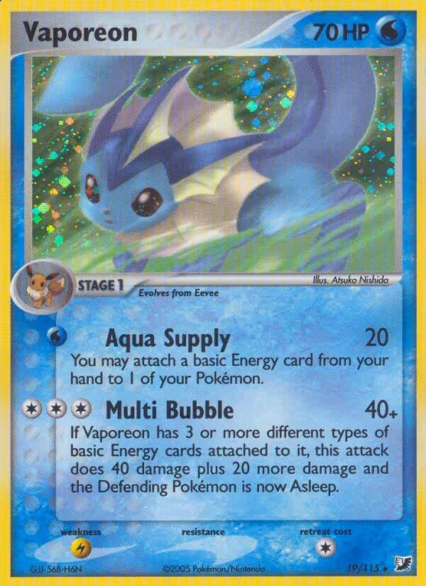 Vaporeon 19/115 Pokemon card
