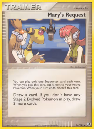 Mary's Request 86/115 Pokemon card
