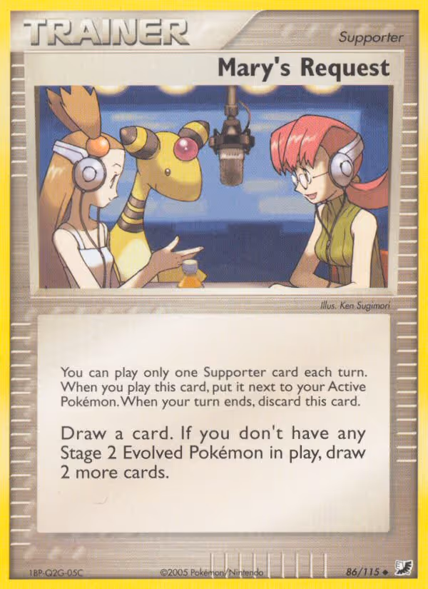 Mary's Request 86/115 Pokemon card