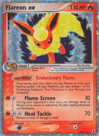 Flareon ex 108/113 Pokemon card