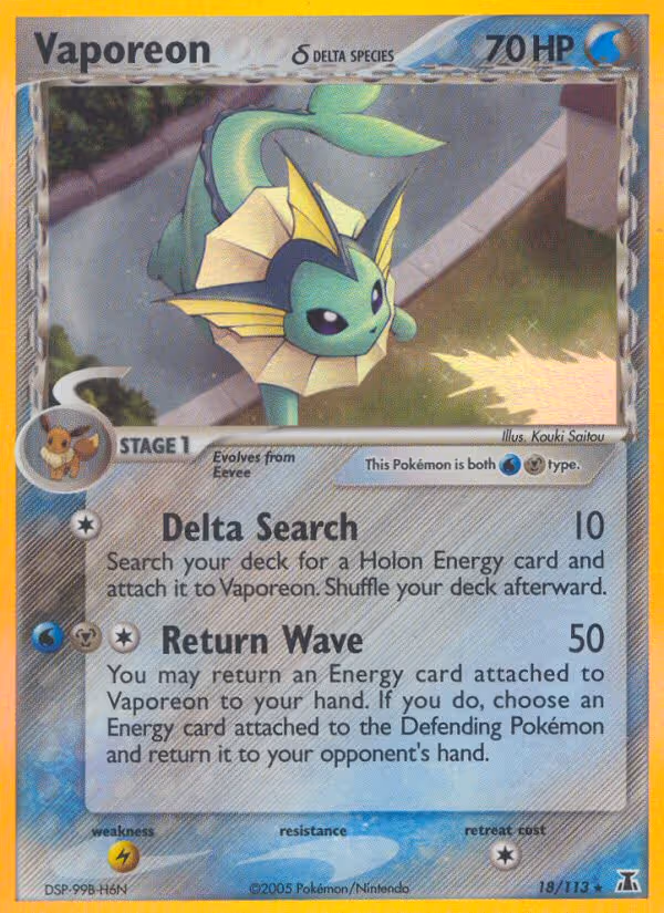 Vaporeon δ 18/113 Pokemon card