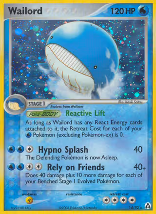 Wailord 14/92 Pokemon card