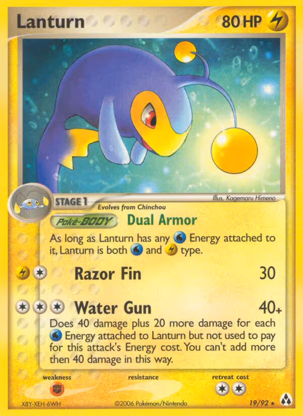 Lanturn 19/92 Pokemon card