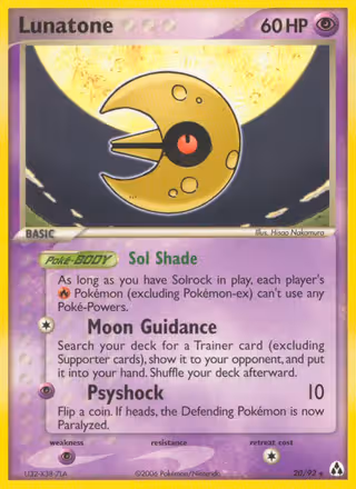 Lunatone 20/92 Pokemon card