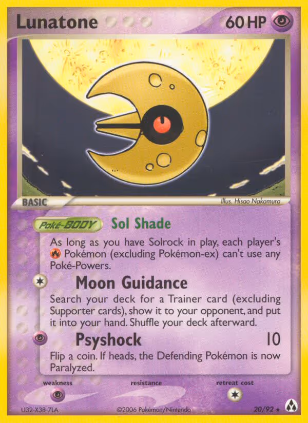 Lunatone 20/92 Pokemon card