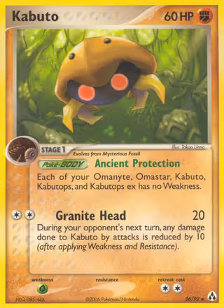 Kabuto 36/92 Pokemon card