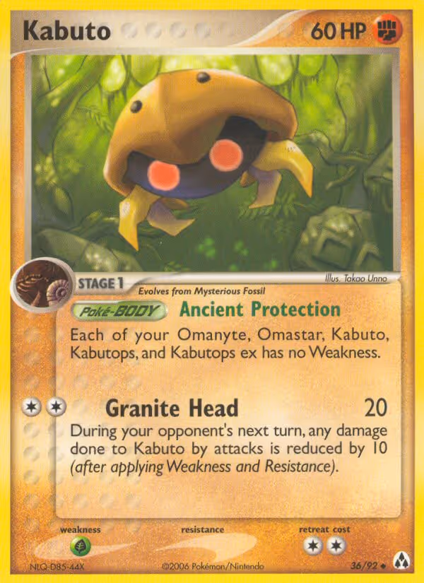 Kabuto 36/92 Pokemon card