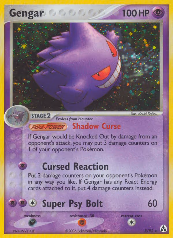Gengar 5/92 Pokemon card