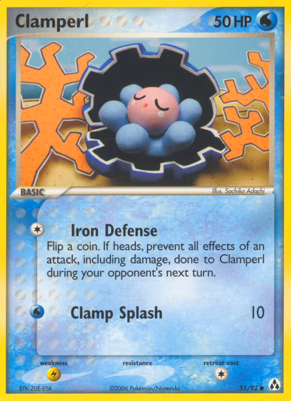 Clamperl 51/92 Pokemon card