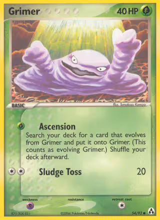 Grimer 54/92 Pokemon card