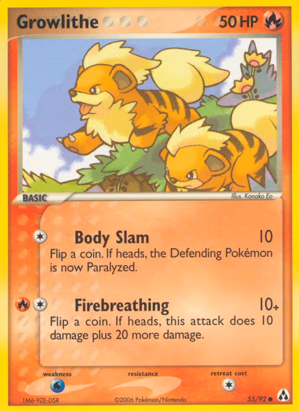 Growlithe 55/92 Pokemon card