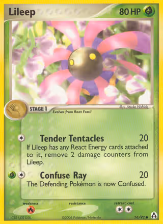 Lileep 56/92 Pokemon card