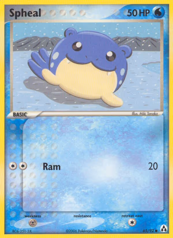 Spheal 65/92 Pokemon card