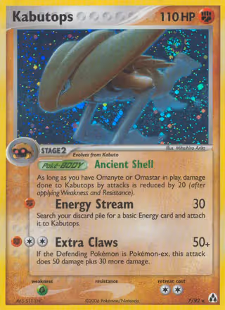 Kabutops 7/92 Pokemon card